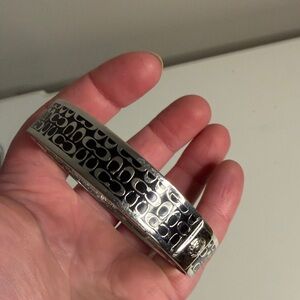 Coach Silver Bangle with Textured Finish